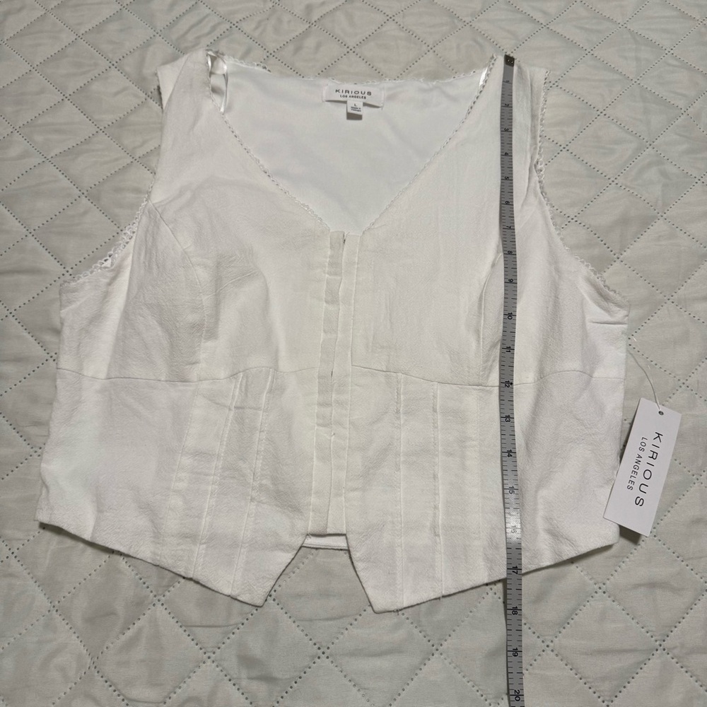 Kirious Los Angeles White Cotton Corset Vest Top NWT Size L - Picture 7 of 8